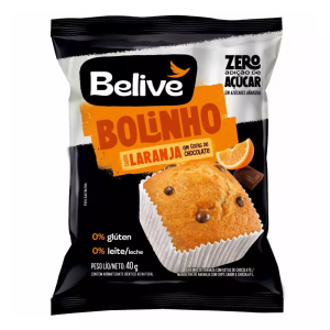 BELIVE BOLINHO DE LARANJA C/ GOTAS DE CHOCO ZERO ACUCAR S/G S/L 40G