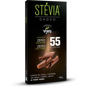 STEVIA CHOCO 55% CACAU S/ACUCAR S/LACTOSE 80G