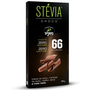 STEVIA CHOCO 66% CACAU S/ACUCAR S/LACTOSE 80G