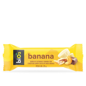 BIO2 BARRA DE CASTANHAS BANANA C/ CHOCO MEIO AMARGO 25G