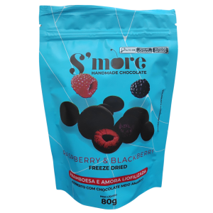 SMORE FRAMBOESA E AMORA LIOFILIZADAS COB.CHOC.MEIO AMARGO 80G