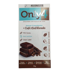 ONLY4 CHOCOLATE 70% CACAU C/ CAFE 70G