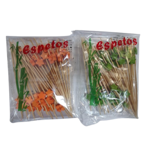 SHIKI ESPETO DECORADO ESTRELA LARANJA/VERDE 12CM 50UN