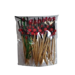 SHIKI ESPETO DECORADO BOL. VERM. PRETA 9CM 50UN AC-021