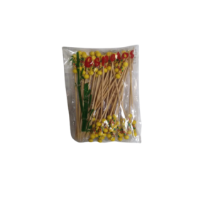 SHIKI ESPETO DECORADO 2 BOL. AMARELAS 12CM 50UN AC-001