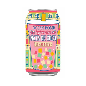 OCEAN BOMB CHA PRETO C/ NATA DE COCO SABOR LICHIA 315ML