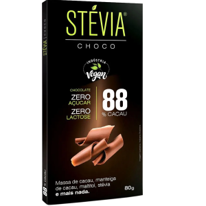 STEVIA CHOCO 88% CACAU S/ACUCAR S/LACTOSE 80G