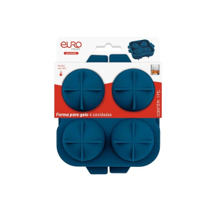 EURO HOME FORMA DE SILICONE P/ 4 GELOS AZUL SIL2949-AZ